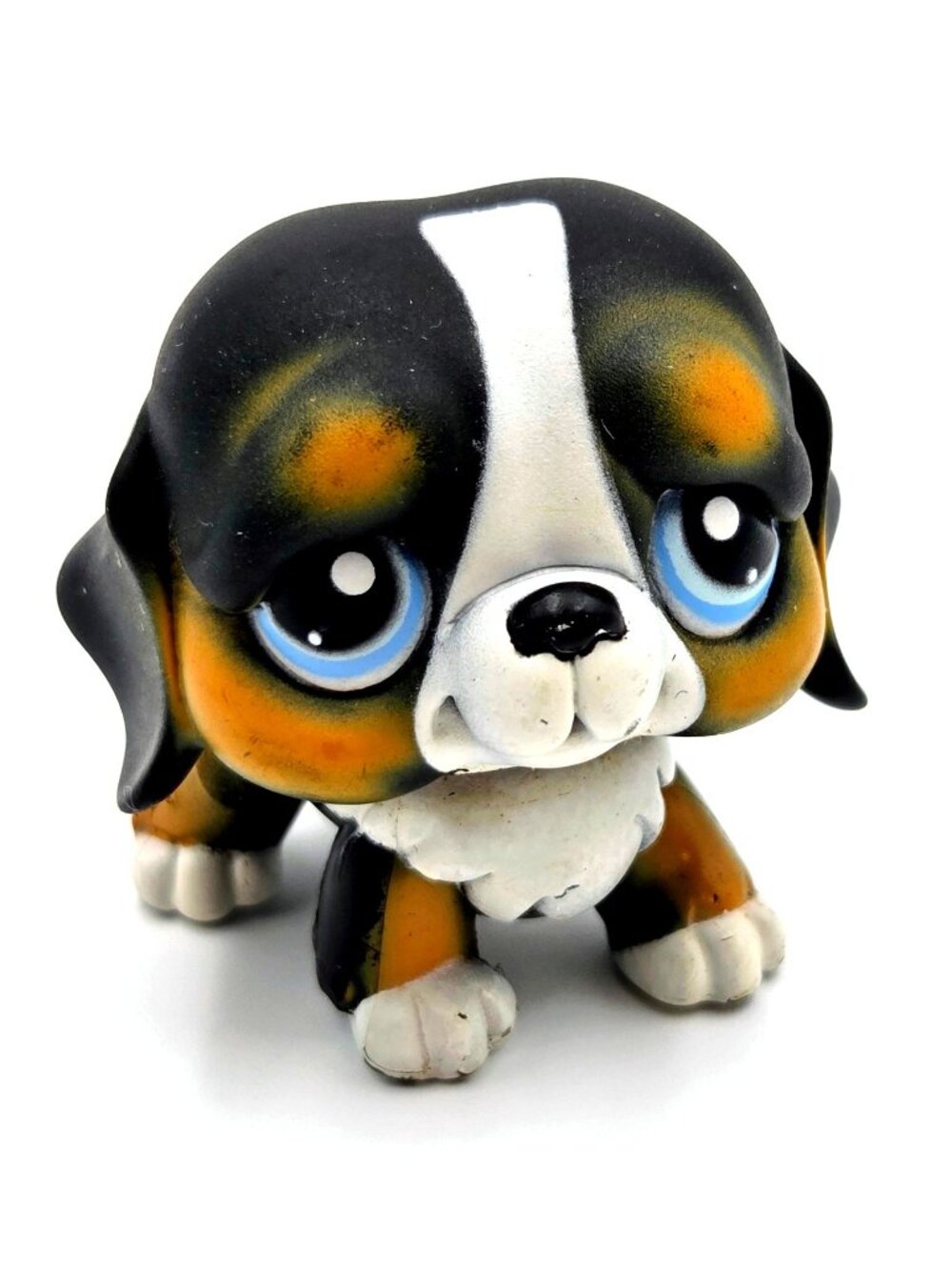 Littlest Pet Shop #145 St. Bernard Bernese Mountain Dog Blue Eyes 2004 LPS Read